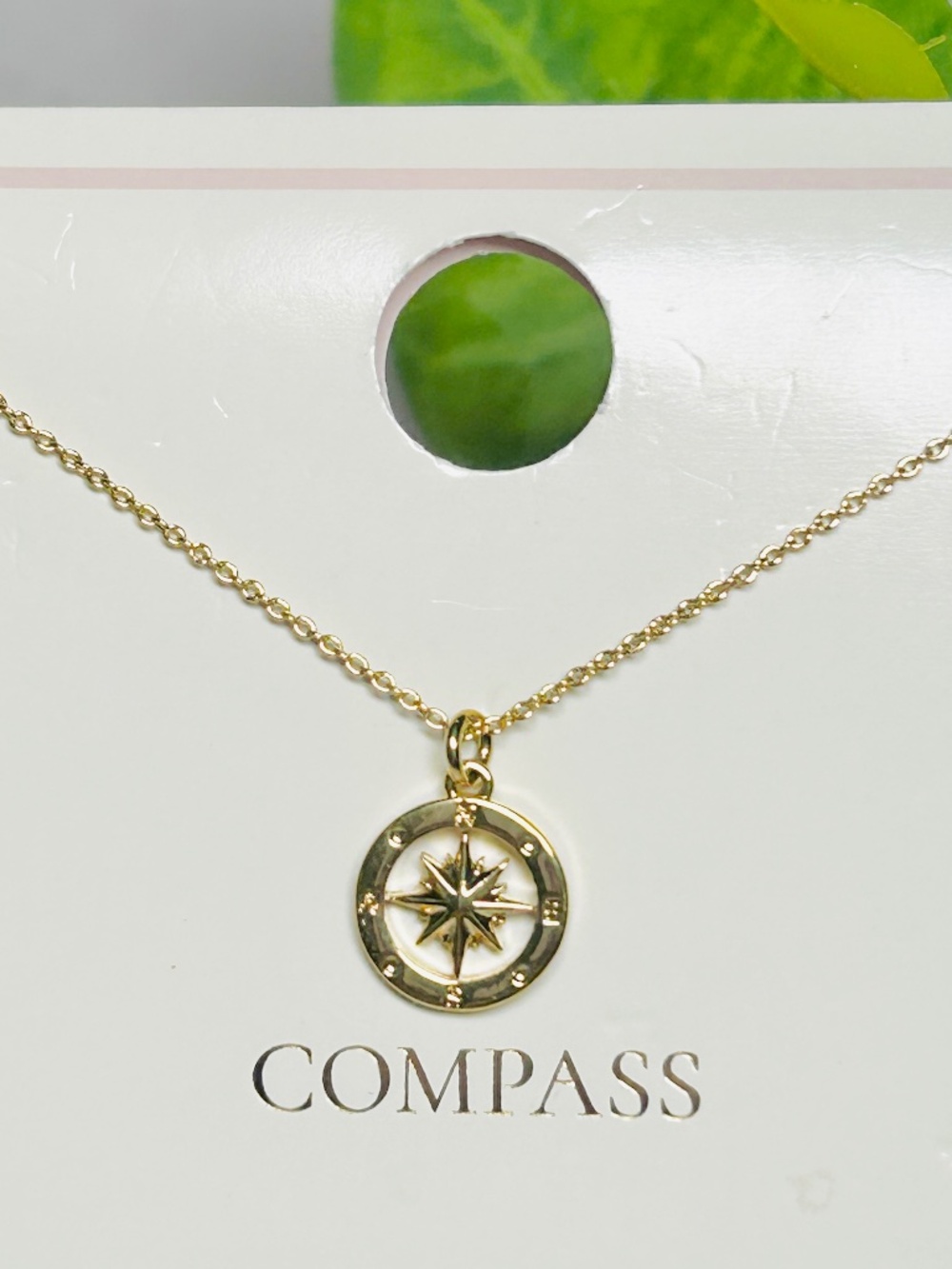 Graduation gift 14K Gold Ion Plated Dainty Compass Pendant Necklace